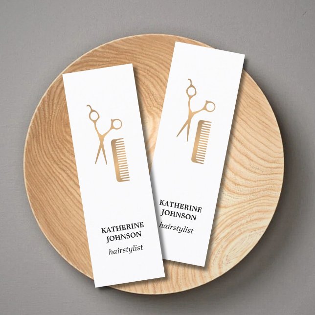 Minitarjeta De Visita Moderna y elegante Comb de tijeras de oro de imita (Subido por el creador)