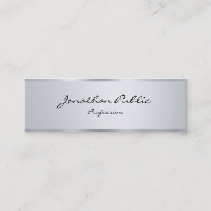 Minitarjeta De Visita Moderna y elegante tipografía plateada Minimalista