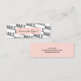 Minitarjeta De Visita Modernas udas uñas rosas negras de mármol blanco y