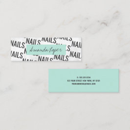 Minitarjeta De Visita Modernas udas uñas verdes de color blanco y mármol
