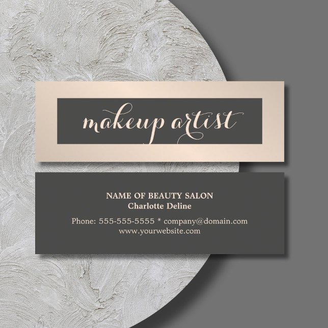 Minitarjeta De Visita Moderno artista de maquillaje Rosa gris de Moda si (Subido por el creador)