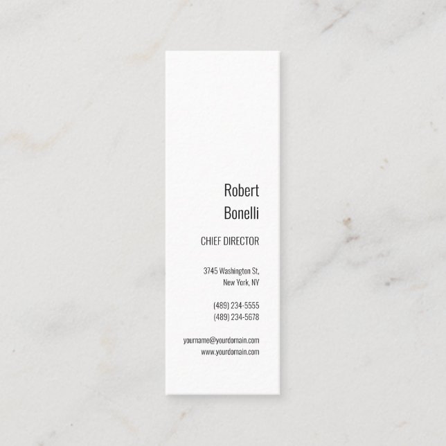 Minitarjeta De Visita Moderno blanco y negro minimalista (Anverso)