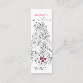 Minitarjeta De Visita Moderno cabello ondulado blanco negro rosado de ba