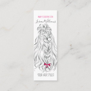 Minitarjeta De Visita Moderno cabello ondulado blanco negro rosado de ba