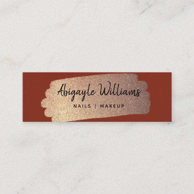 Minitarjeta De Visita Moderno Cepillo de Oro Trazo Terracotta (Anverso)