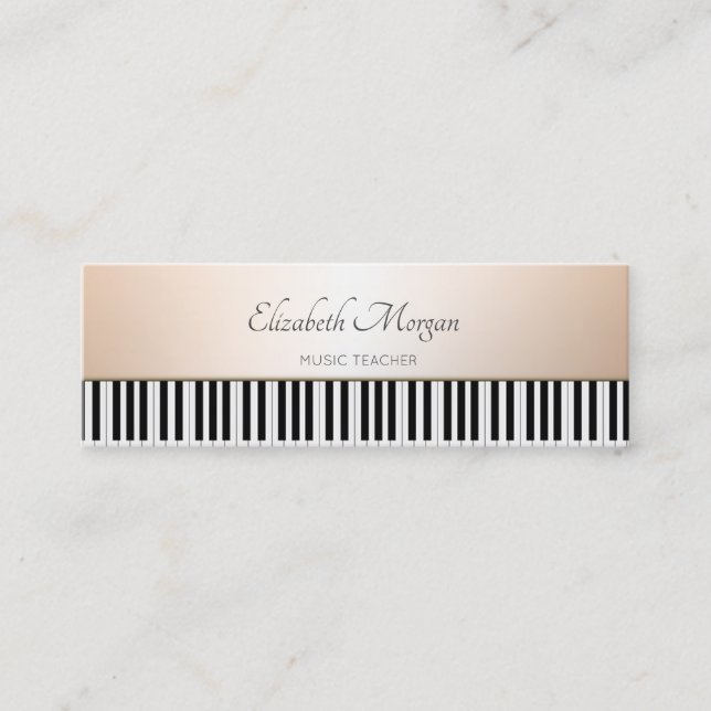 Minitarjeta De Visita Moderno Elegante, Claves De Piano, Maestro De Músi (Anverso)