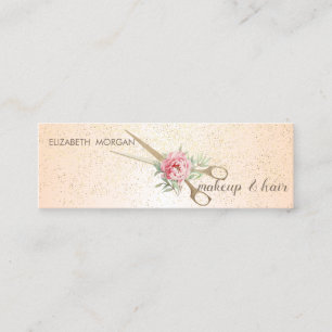 Minitarjeta De Visita Moderno Elegante Estiloso, Confeti, Tijeras, Rosa
