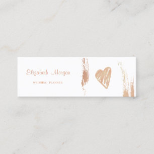 Minitarjeta De Visita Moderno  Elegante, Pincelada, Corazón, Blanco