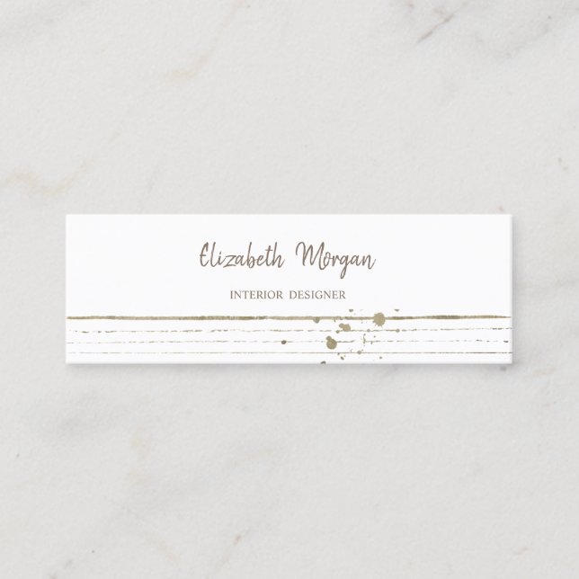 Minitarjeta De Visita Moderno Elegante Profesional, Blanco, Rayas (Anverso)