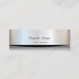 Minitarjeta De Visita Moderno Elegante Silver con Rayas