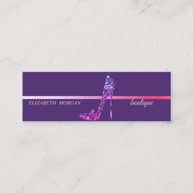 Minitarjeta De Visita Moderno, elegante, violeta de diamantes de altura (Anverso)