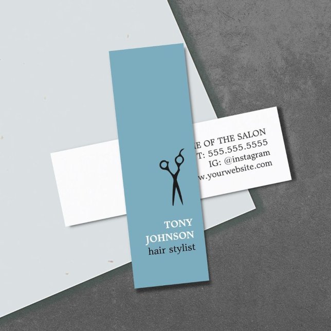 Minitarjeta De Visita Moderno estilo Minimalista de cabello blanco azul (Subido por el creador)