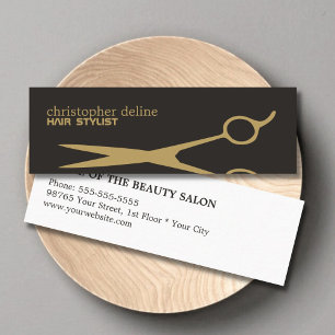 Minitarjeta De Visita Moderno Guay Gold Scisor Dark Gray Hair Stylist