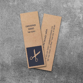 Minitarjeta De Visita Moderno Kraft Paper Blue Scissor Hair Stylist