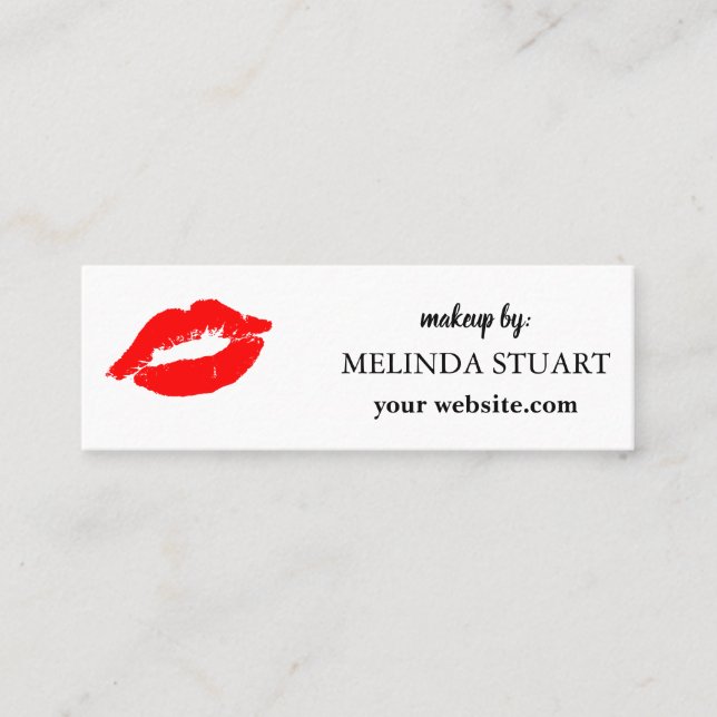 Minitarjeta De Visita Moderno Mini maquillador labios rojos (Anverso)