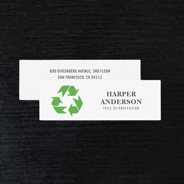 Minitarjeta De Visita Moderno Mínimo Verde Eco Reciclaje Profesional (Subido por el creador)