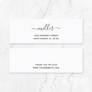 Minitarjeta De Visita Moderno Nombre escrito a mano y dirección de devol
