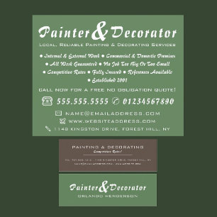 Minitarjeta De Visita Moderno pintador y decorador verde y marrón