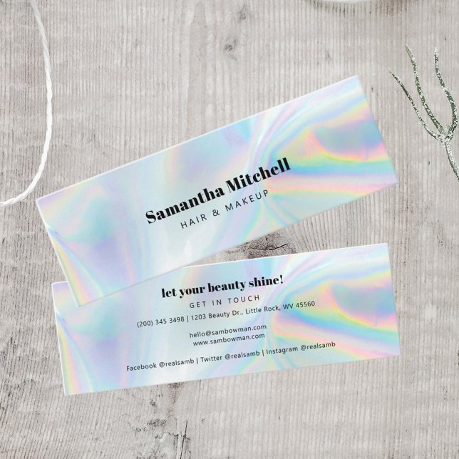 Minitarjeta De Visita Moderno salón irlandés de belleza maquillaje (Modern Mini Holographic Business Card)