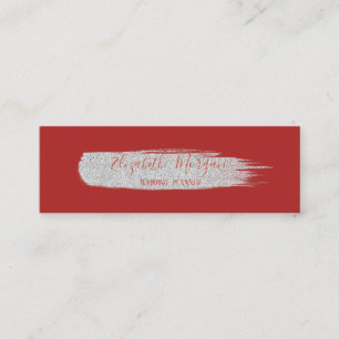 Minitarjeta De Visita Moderno, sencillo, plateado, Purpurina de pincel, 