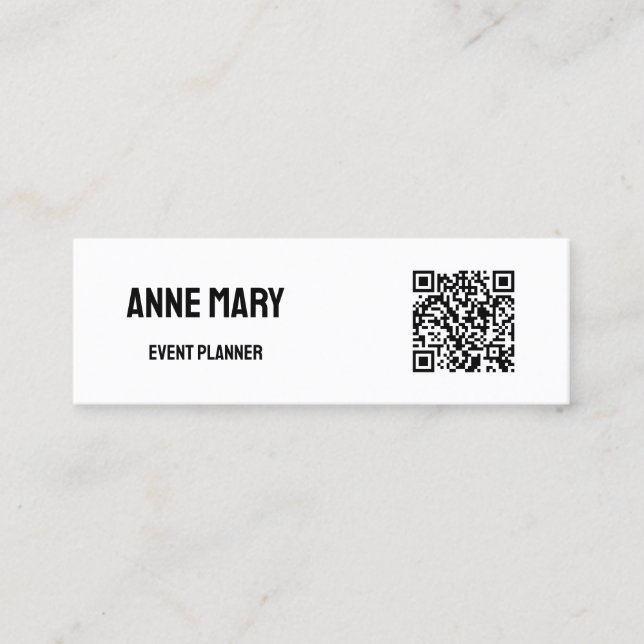 Minitarjeta De Visita Moderno y blanco negro planificador de eventos de  (Anverso)