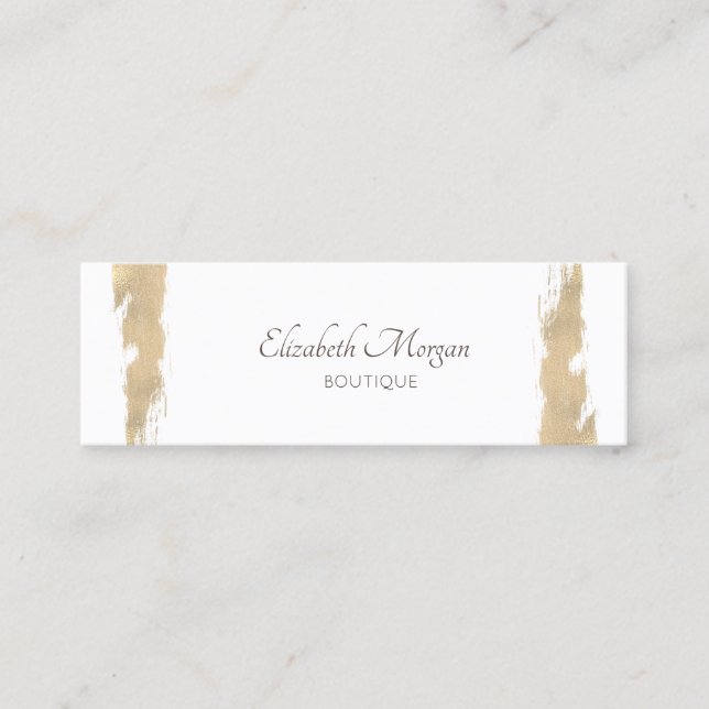 Minitarjeta De Visita Moderno y elegante cepillo de oro blanco (Anverso)