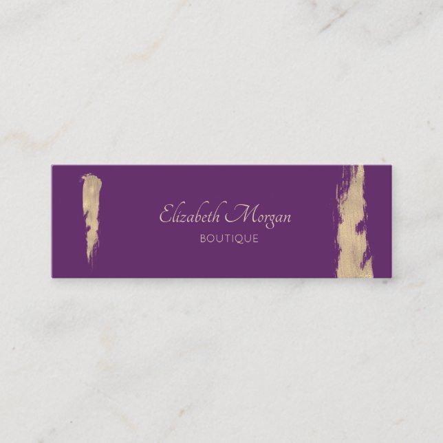 Minitarjeta De Visita Moderno y elegante cepillo de oro violeta (Anverso)
