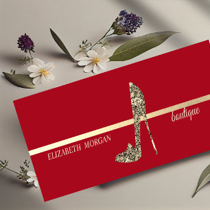 Minitarjeta De Visita Moderno y elegante, Diamantes Rojos Altos Talones