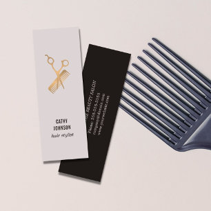 Minitarjeta De Visita Moderno y elegante Faux Gold Scissors Comb