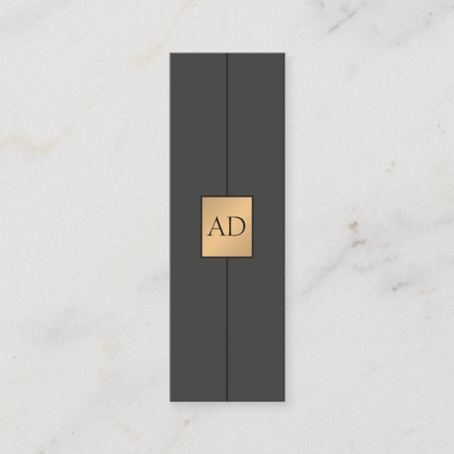 Minitarjeta De Visita Moderno y elegante Monograma Gris Faux Gold Consul (Anverso)