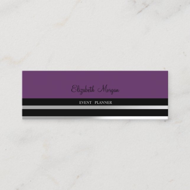 Minitarjeta De Visita Moderno y elegante profesional, violeta, a rayas (Anverso)