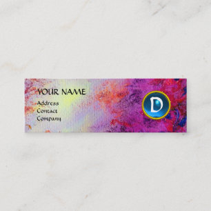 Minitarjeta De Visita MON MONOGRAM fuchsia brillante azul púrpura