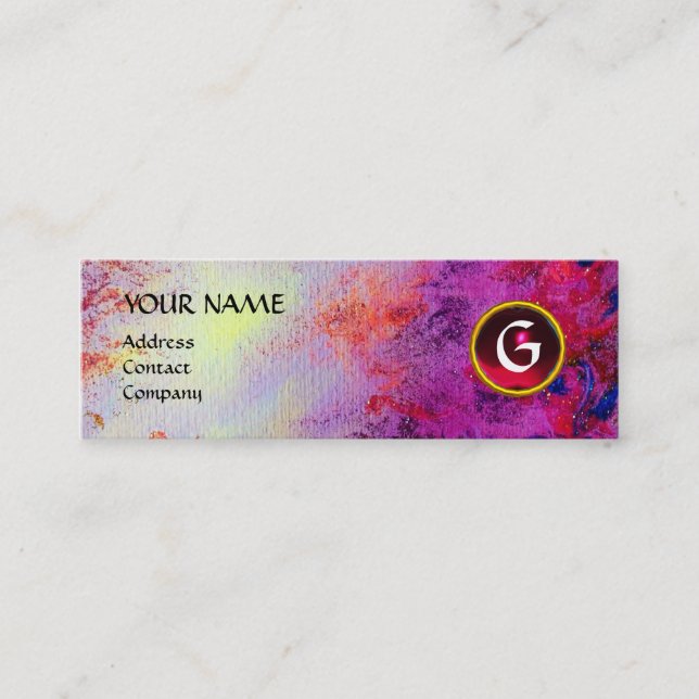 Minitarjeta De Visita MON MONOGRAM fuchsia brillante morado rojo burgund (Anverso)