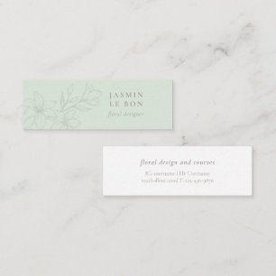 Minitarjeta De Visita Moneda y blanco Flor Minimalista de moda