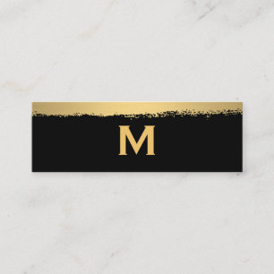Minitarjeta De Visita Monograma de moda sobre cepillado negro/dorado