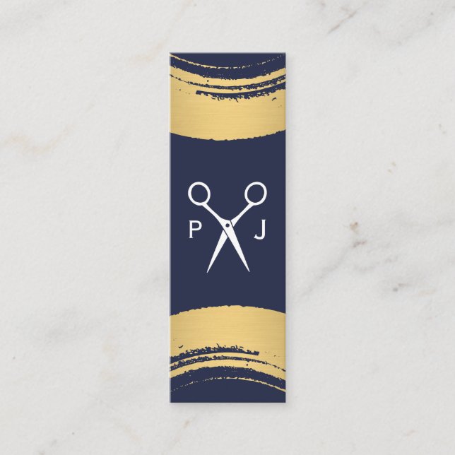 Minitarjeta De Visita Monograma de salón moderno / Cepillado de oro / Es (Anverso)