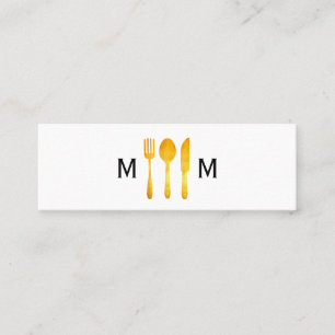 Minitarjeta De Visita Monograma de utensilios de cocina Gold Luxe