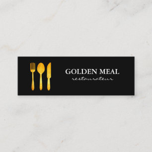 Minitarjeta De Visita Monograma de utensilios de cocina Gold Luxe
