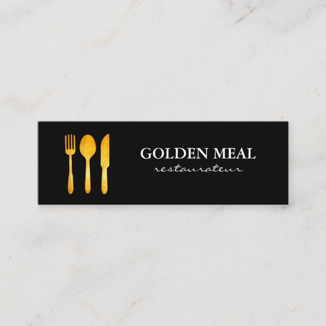 Minitarjeta De Visita Monograma de utensilios de cocina Gold Luxe (Anverso)