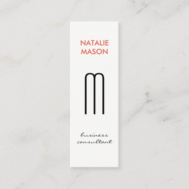 Minitarjeta De Visita Monograma Moderno Sleek y Delgado 2 (Anverso)