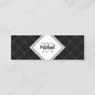 Minitarjeta De Visita Monograma personalizado del blanco negro de moda