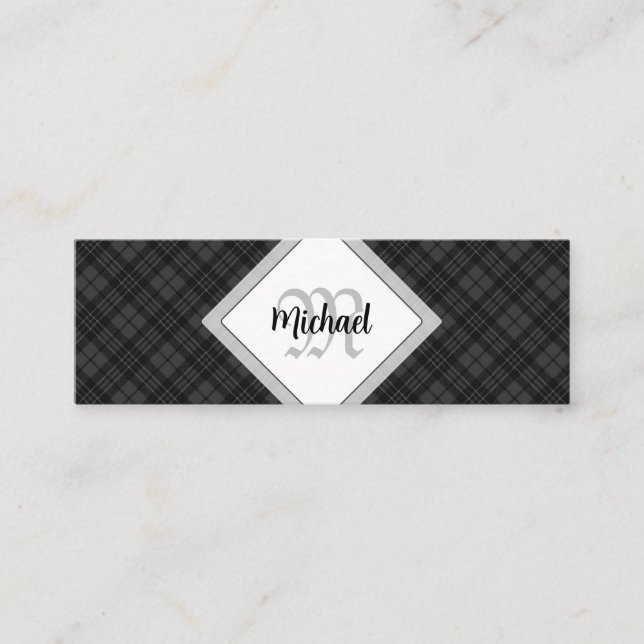 Minitarjeta De Visita Monograma personalizado del blanco negro de moda (Anverso)