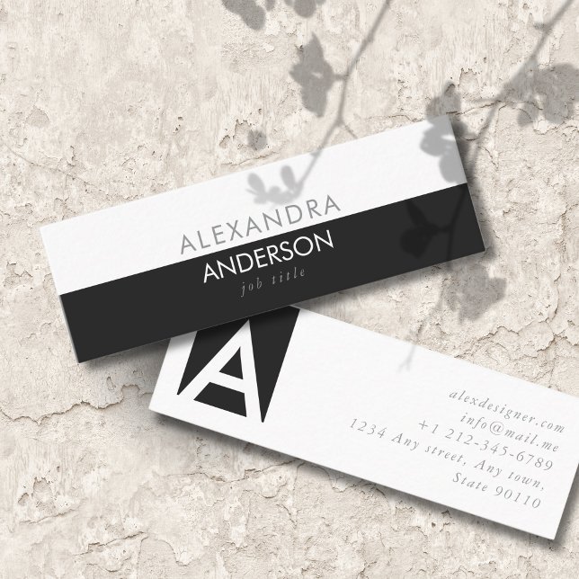 Minitarjeta De Visita Monograma profesional de moda Mínimo (Chic Professional Monogram Minimal Mini Business Card)