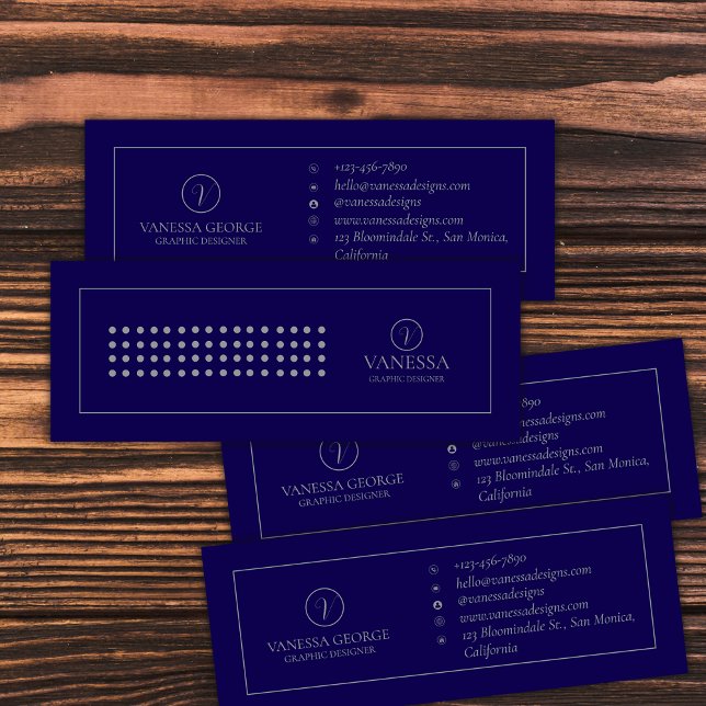 Minitarjeta De Visita Monograma profesional personalizado azul moderno (Elegant Cute Blue Modern Monogram Custom Mini Business Card)