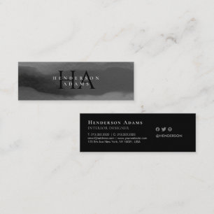 Minitarjeta De Visita Monograma resumen de ondulación de color blanco y 