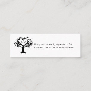 Minitarjeta De Visita Monograma simple negro y blanco Boda de árbol del