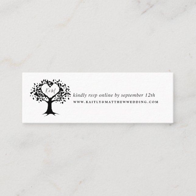 Minitarjeta De Visita Monograma simple negro y blanco Boda de árbol del  (Anverso)