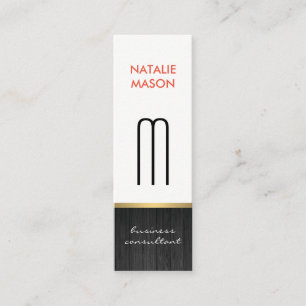 Minitarjeta De Visita Monograma trazo de oro de madera brillante moderno