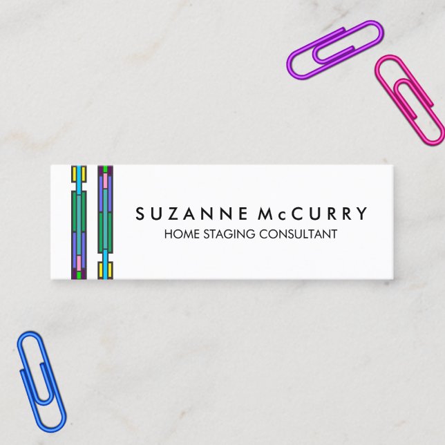 Minitarjeta De Visita Montaje en el hogar de diseño de vidrio con mancha (Colorful Stained Glass Design Home Staging Mini Business Card)