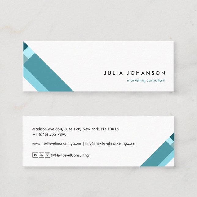 Minitarjeta De Visita motivo geométrico minimalista moderno azul (Subido por el creador)